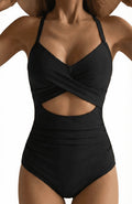 Women'S One Piece Swimsuits Tummy Control Cutout High Waisted Bathing Suit Wrap Tie Back 1 Piece Swimsuit